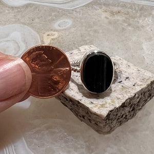 Black Tourmaline Ring (Size 6.5)