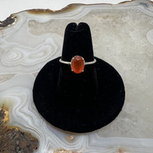 Load image into Gallery viewer, Carnelian Oval Cut Ring - Faceted with Dainty Round Band (Size 6.5)