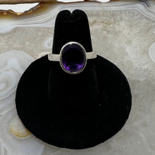 Load image into Gallery viewer, Amethyst Oval Faceted Bezel Set Ring (Size 7)