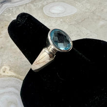 Load image into Gallery viewer, Blue Topaz Faceted Bezel Set Ring (Size 7)