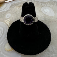 Load image into Gallery viewer, Amethyst Round Faceted Bezel Set Ring (Size 6.5)