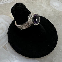 Load image into Gallery viewer, Amethyst Round Faceted Bezel Set Ring (Size 6.5)
