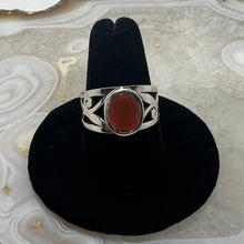Load image into Gallery viewer, Carnelian Oval Cut Ring - Faceted with Unique Cut-Out Band (Size 8)