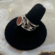 Load image into Gallery viewer, Carnelian Oval Cut Ring - Faceted with Unique Cut-Out Band (Size 8)