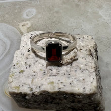 Load image into Gallery viewer, Garnet Rectangle Faceted Ring (Size 7.5)