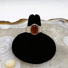 Load image into Gallery viewer, Carnelian Oval Cut Ring - Faceted with Textured Band (Size 6)