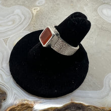 Load image into Gallery viewer, Carnelian Princess Cut Ring - Faceted with Textured Band (Size 6.5)