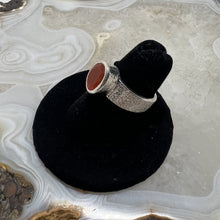 Load image into Gallery viewer, Carnelian Oval Cut Ring - Faceted with Textured Band (Size 6)