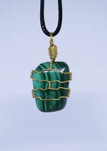 Load image into Gallery viewer, Malachite Wire Wrapped Pendant