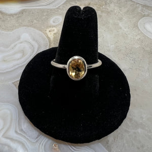 Citrine Faceted Bezel Set Ring (Size 9)