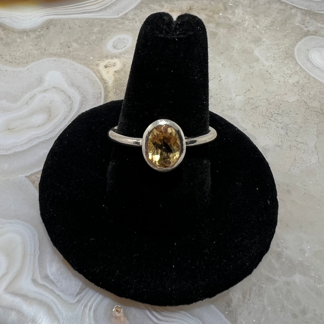 Citrine Faceted Bezel Set Ring (Size 9)