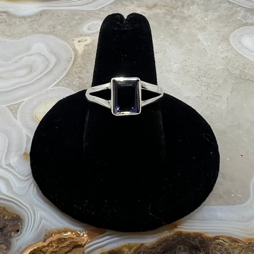 Iolite Faceted Bezel Set Ring (Size 7.5)