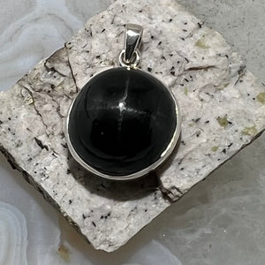 Black Star Diopside Round Pendant