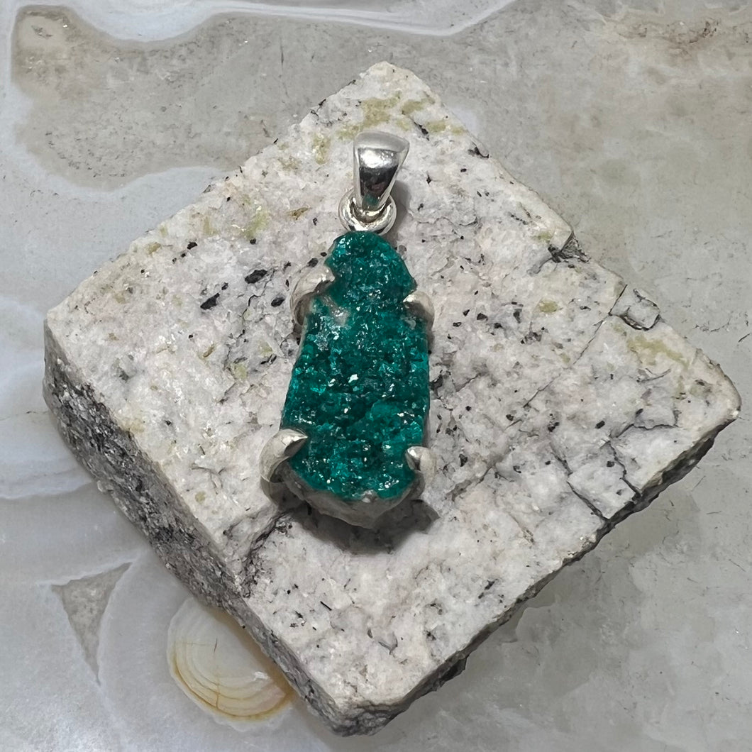 Dioptase Prong Set Pendant