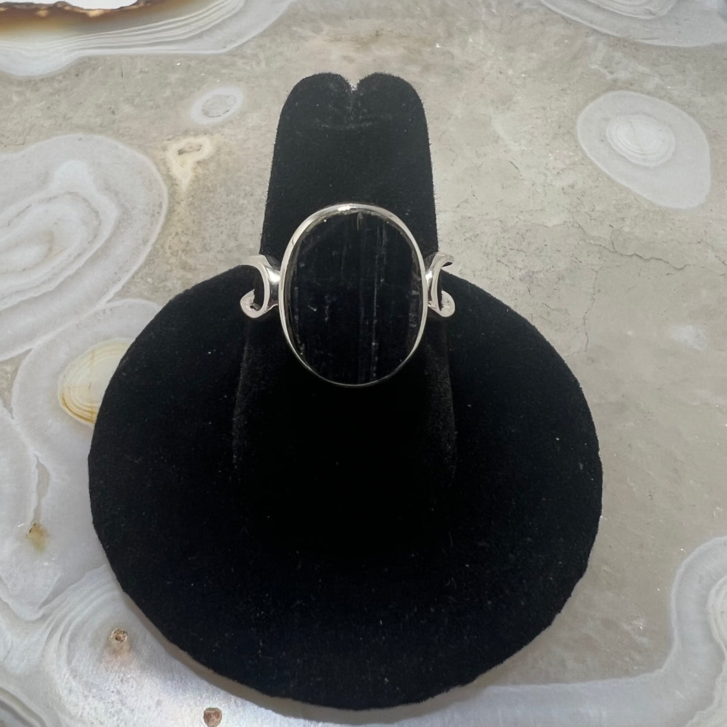 Black Tourmaline Ring (Size 6.5)