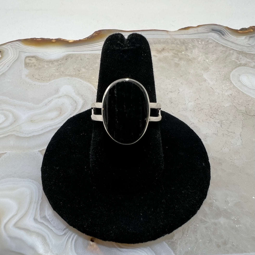 Black Tourmaline Ring (Size 8)