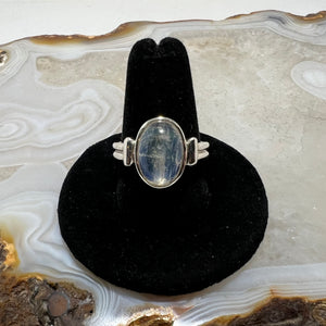 Rainbow Moonstone Oval Cabochon Ring (Size 9)