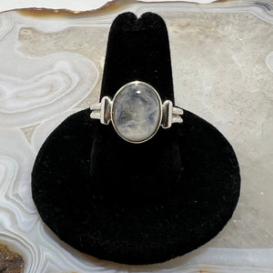 Rainbow Moonstone Cabochon Ring (Size 8)