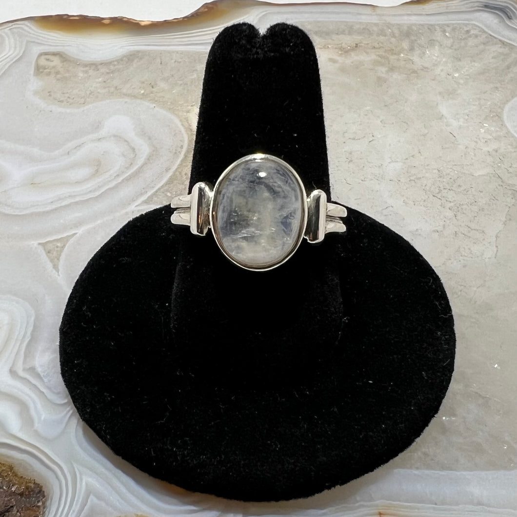 Rainbow Moonstone Cabochon Ring (Size 8)