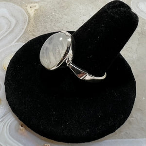 Rainbow Moonstone Cabochon Oval Ring (Size 10)