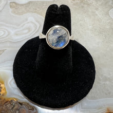 Load image into Gallery viewer, Rainbow Moonstone Round Cabochon Ring (Size 6)
