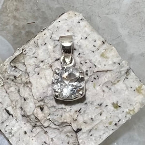 Crystal Quartz Faceted Round Prong Set Pendant