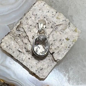 Crystal Quartz Faceted &Fun Oval Bezel Set Pendant