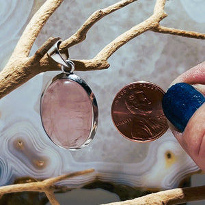 Rose Quartz Oval Cabochon Pendant