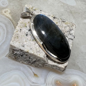 Labradorite Oval Cabochon Bezel Set Pendant
