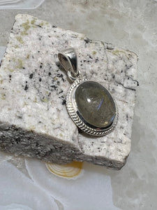 Labradorite Bezel Set Oval Cabochon Pendant