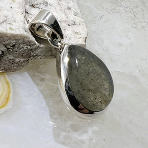 Labradorite Bezel Set Teardrop Cabochon Pendant