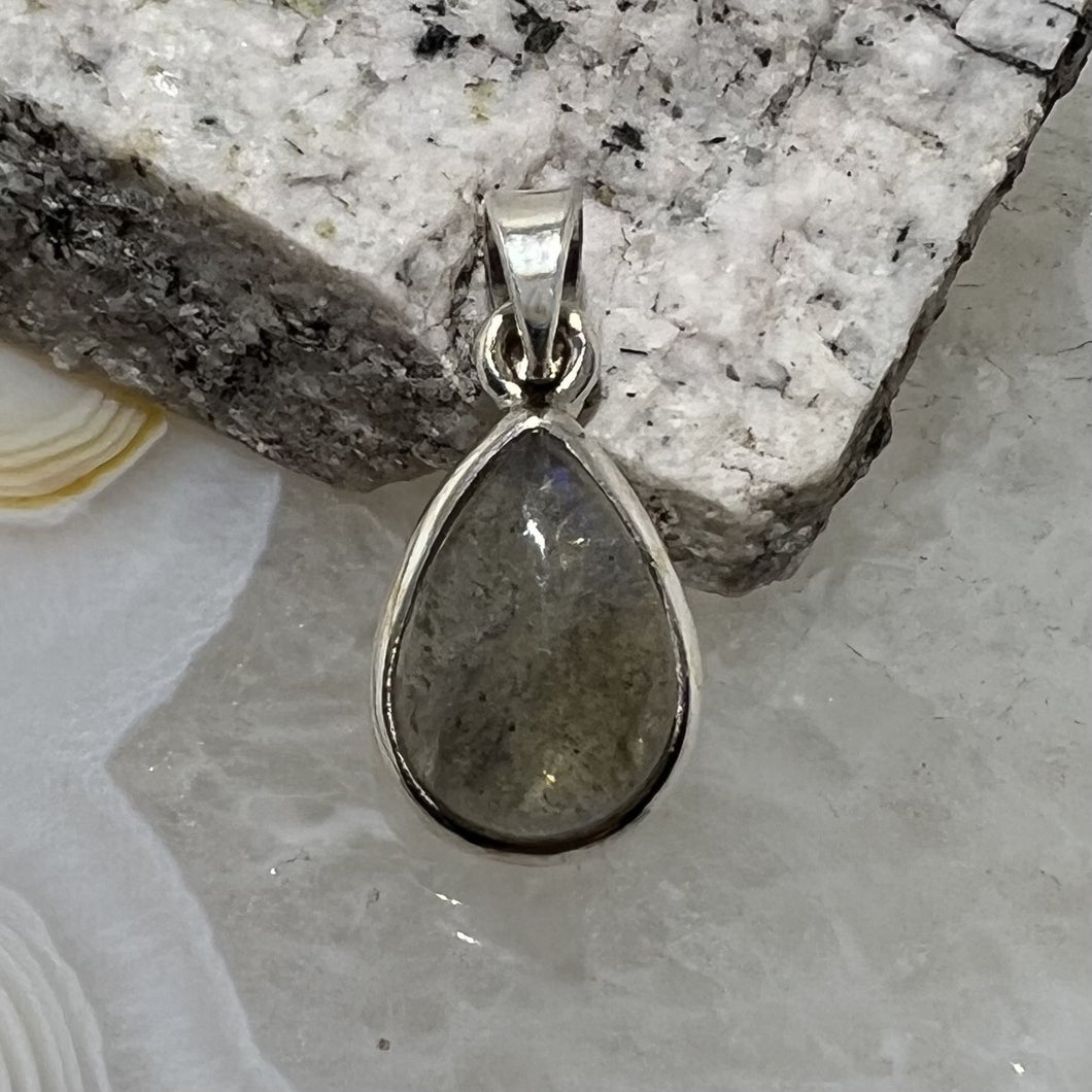 Labradorite Bezel Set Teardrop Pendant