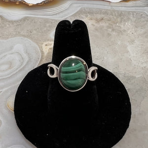 Malachite Oval Cabochon Ring (Size 8)