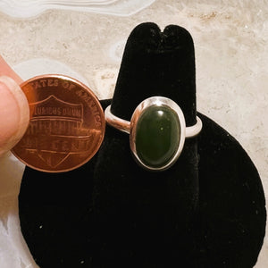 Nephrite Jade Cabochon Ring (Size 7)