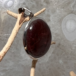 Natural Ruby Cabochon Pendant - Oval