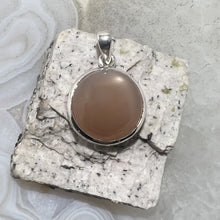 Load image into Gallery viewer, Peach Moonstone Round Cabochon Pendant
