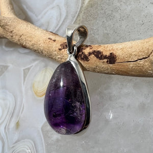 Elestial Amethyst Quartz Teardrop Cabochon Pendant