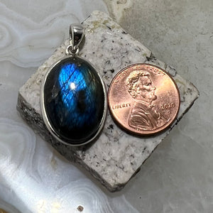 Labradorite Oval Bezel Set Cabochon Pendant