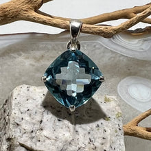 Load image into Gallery viewer, Blue Topaz Faceted Rhombus Pendant
