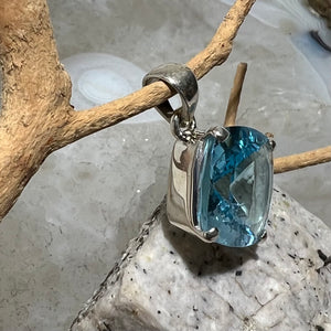 Blue Topaz Faceted Rhombus Pendant
