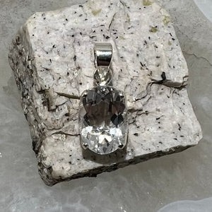 Crystal Quartz Faceted Oval Prong Set Pendant