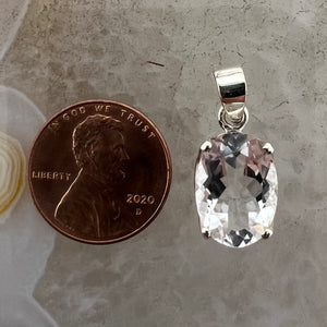 Crystal Quartz Faceted Oval Prong Set Pendant