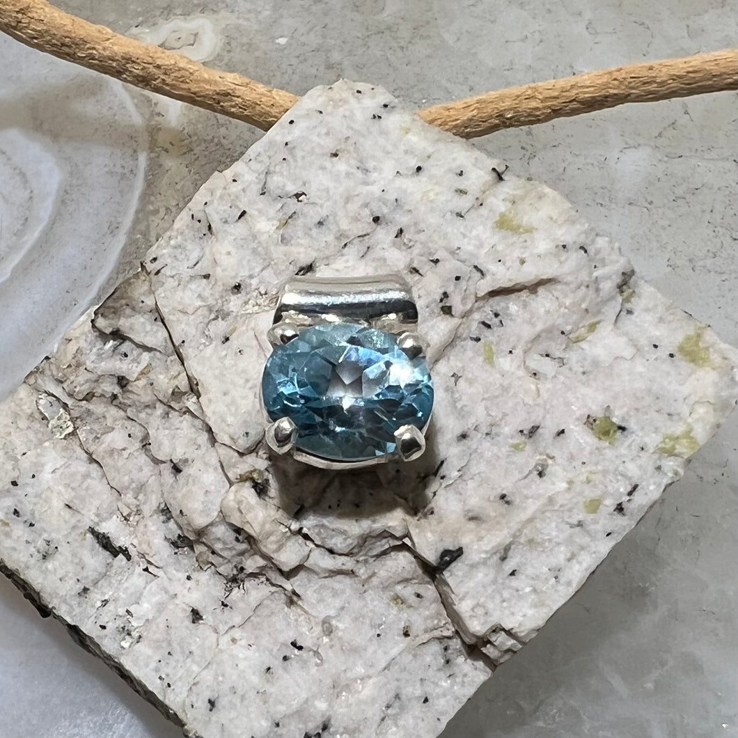 Blue Topaz Faceted Pendant