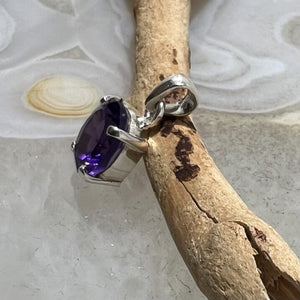 Amethyst Prong Set Faceted Oval Pendant