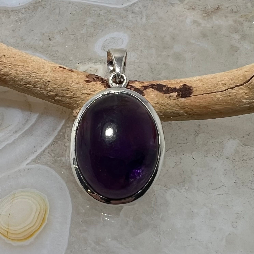 Amethyst Oval Cabochon Pendant