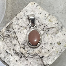 Load image into Gallery viewer, Peach Moonstone Delicate Oval Cabochon Pendant

