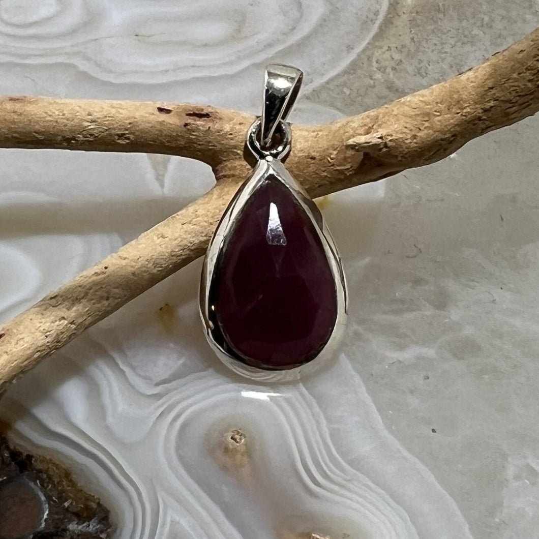 Ruby Faceted Teardrop Pendant