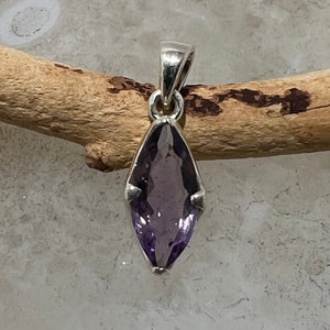 Amethyst Prong Set Marquis Cut Pendant