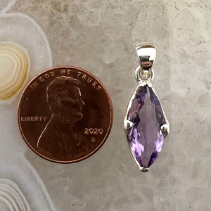 Amethyst Prong Set Marquis Cut Pendant
