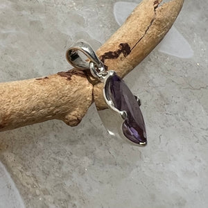 Amethyst Prong Set Marquis Cut Pendant